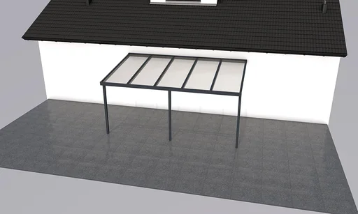 "Terrassendach Premium, anthrazit, 5100 x 3060 mm - Polycarbonat Stegplatten 16 mm, weiß gestreift image"