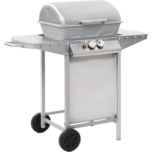 "Gasgrill und Grill mit 2 Kochzonen aus Edelstahl silber image"