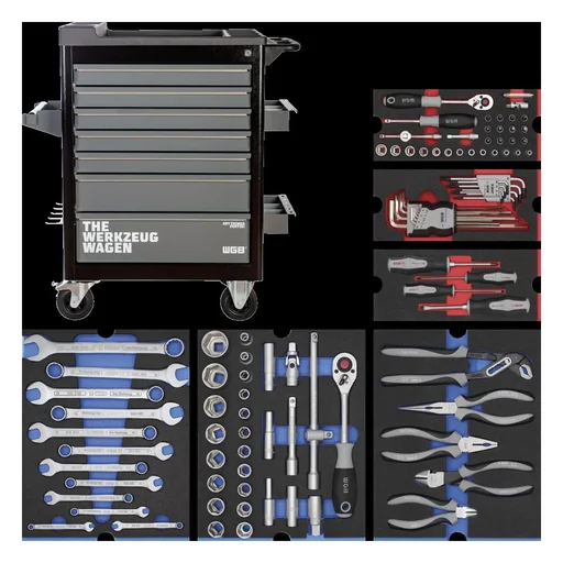 "Werkstattwagen - 7 Schubladen, bestückt mit 6 Modulen, 103-teilig image"