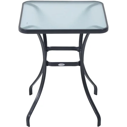 "Gartentisch Bistrotisch Hartglas Metall 68,5x68,5cm Schwarz image"