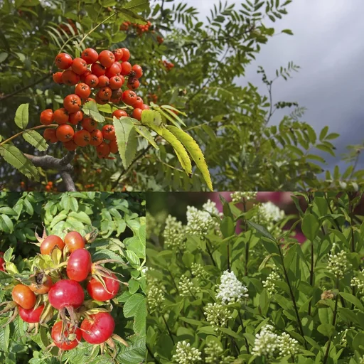 "Vogelnähr- und Schutzhecke für 3 m Hecke, 60-100 cm, 7,5 Liter Topf, 6 Stück im Set, 2 x Kartoffelrose, 2 x Vogelbeere, 2 x schwarzgrüner Liguster image"