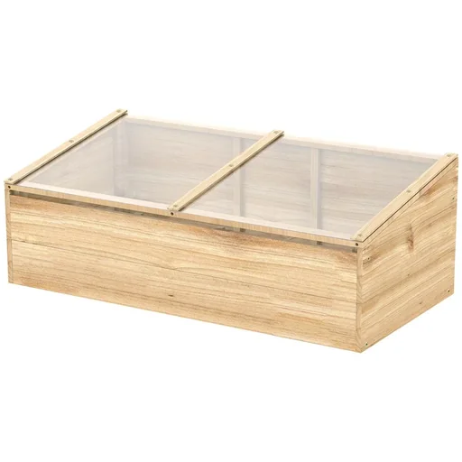 "Gewächshaus Holz Frühbeet Frühbeetkasten Treibhaus Garten & Pflanzkasten-System für Garten Balkon, 100 x 50 x 35 cm, Nat image"