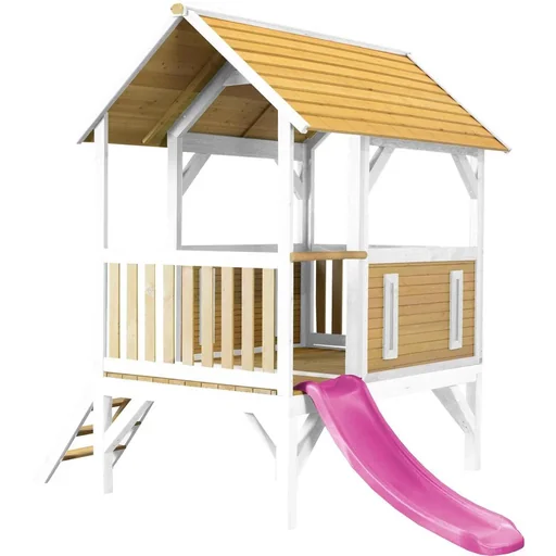 "Akela Spielhaus Braun/Weiß - Lila Rutsche image"