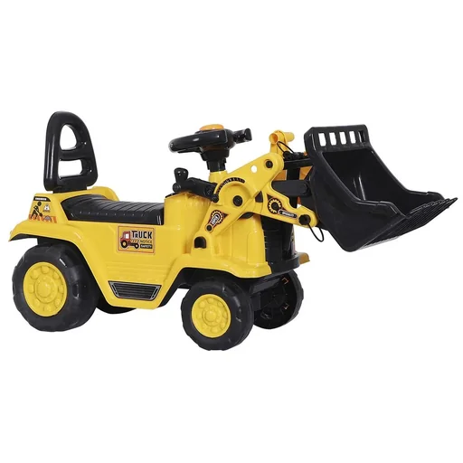"Sitzbagger mit eingebautem Ablagefach Kinder Rutschauto traktor Kinderbagger mit Hupe Gelb+Schwarz 80 x 26,5 x 39 cm image"
