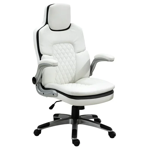 "Ergonomischer Bürostuhl mit klappbare Armlehnen, Höhenverstellbarer Schreibtischstuhl mit Wippfunktion, Drehstuhl, PU, 6 image"