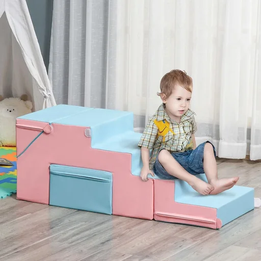 "Bausteinset 2er-Set Bausteine Tisch- und Stuhlset Rutsche rekonfigurierbares Design Bauspielzeug Schaumstoffblöcke für 1 image"