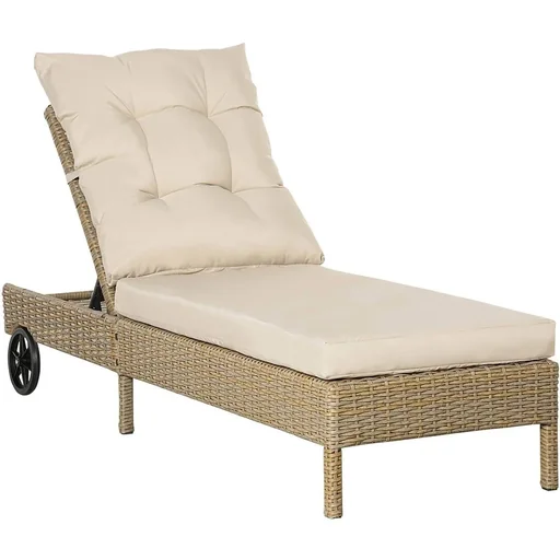 "Gartenliege Rattanoptik Natur+Khaki 200 x 66 x 92 cm image"