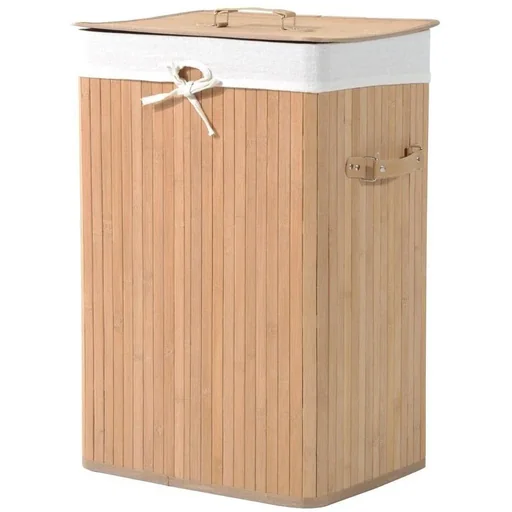 "Wäschekorb Wäschebox 72L Bambus Eckig natur image"