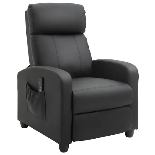 "Massagesessel Liegefunktion Rückenlehne mit Rückenlehne 2-Punkt-Massage Schaumstoff Kunstleder Schwarz 68 x 88 x 98 cm image"