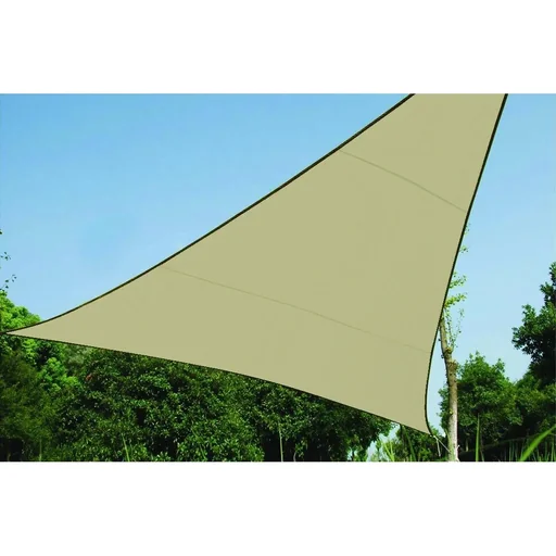 "wasserdurchlässiges sonnensegel - dreieckig - 5 x 5 x 5 m - champagne image"