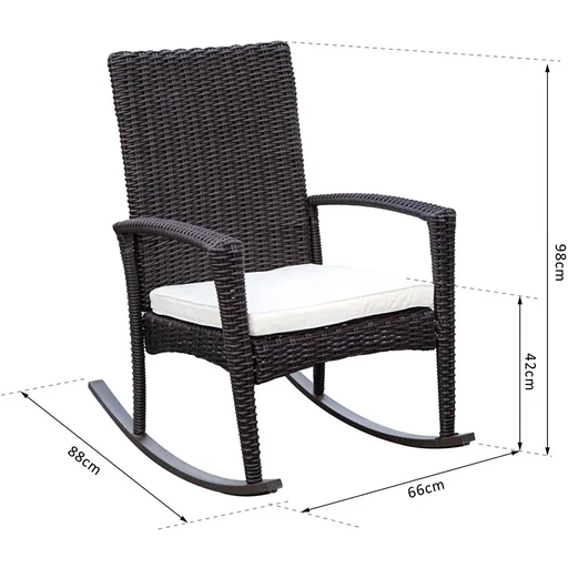 "Schaukelstuhl Schwingsessel Polyrattan mit Kissen Braun image"