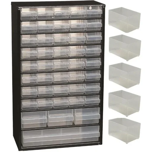 "Schubladenblock mit 44 Schubladen - 51x30,6x15cm MIT losem Einsatz A8-1 - Kunststoff image"