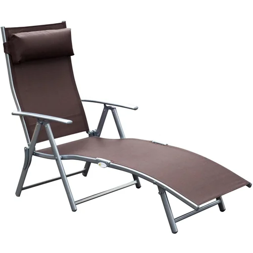 "Sonnenliege Strandliege Gartenliege Relaxliege klappbar mit Kissen Braun 137 x 63,5 x 100,5 cm image"