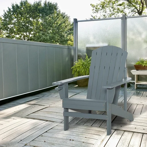 "Gartenstuhl mit Becherhalter - Holz - Grau - 97 x 72,5 x 93 cm image"