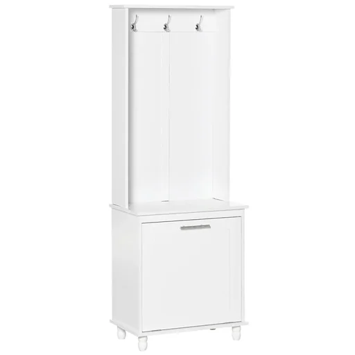 "Garderobenständer Kleiderständer mit 3 Haken 4 Einlegeböden Schuhen Taschen Mäntel 2 in 1 Flur Wohnzimmer Weiß 60 x 35 x image"