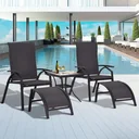 5 tlg, Gartengarnitur Gartensitzgruppe Gartentischset Gartenliege Gartenmöbel Grau 2 x Sessel 2 x Hocker 1 x Tisch