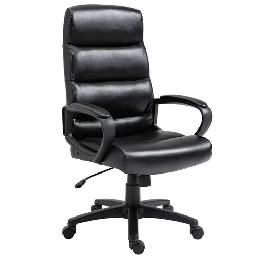 "Bürostuhl Drehstuhl mit Rückenlehne Bürosessel Höhenverstellbar PU-kunststoff Schaumstoff Nylon Schwarz 66 x 66 x 107-11 image"