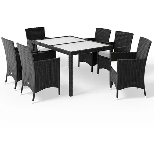 "Garten-Set Polyrattan Milan 6+1 Set - Schwarz image"